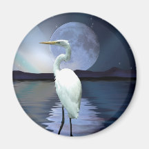 White Egret Fantasy Wildlife Art Gift Refrigerator Magnet