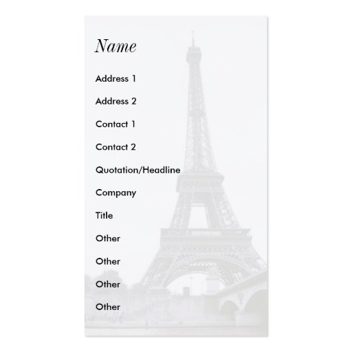 White Eiffel Tower Business Cards