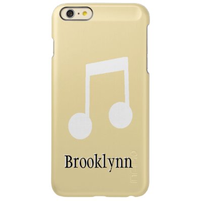 White Eighth Notes on Black Background Incipio Feather® Shine iPhone 6 Plus Case