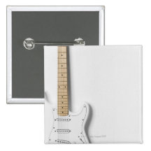 White Electric Guitar 3 Pinback Button