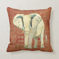 White Elephant Amber Damask Pillow