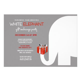 White Elephant Gift Exchange (red) Custom Announcements