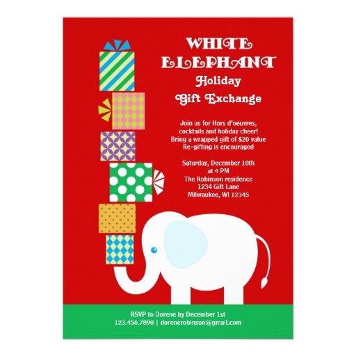 White Elephant Holiday Gift Exchange Invitation
