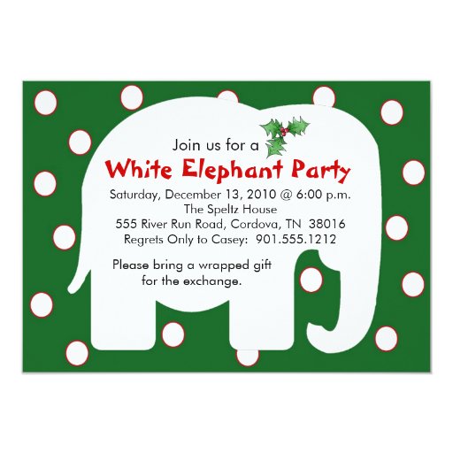 White Elephant Holiday Party Invitations Zazzle