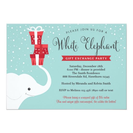 white elephant invitation christmas party invite zazzle white elephant invitation christmas party invite zazzle