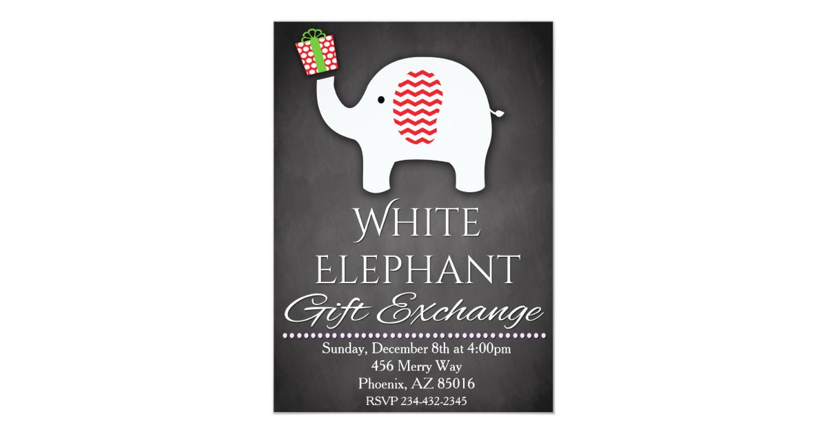 White Elephant Invitation, Gift Exchange Invite Zazzle