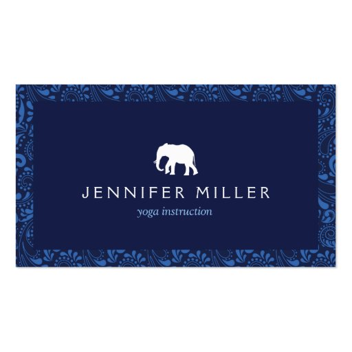 WHITE ELEPHANT LOGO with VINTAGE BLUE PATTERN Business Card Templates (front side)