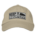 White *EMBROIDERED* Keep It Squatchy! - Bobo's Embroidered Baseball Cap