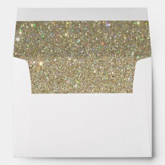 White Envelope, Gold Glitter Lined Envelopes