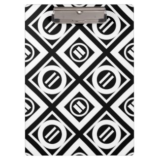 White Equal Sign Geometric Pattern on Black Clipboard