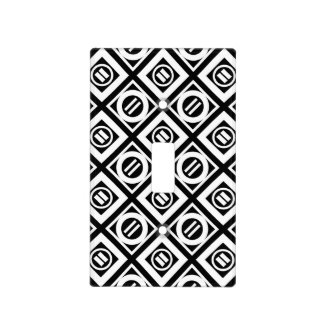 White Equal Sign Geometric Pattern on Black Light Switch Plate