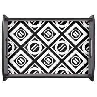 White Equal Sign Geometric Pattern on Black Service Trays