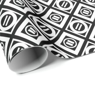 White Equal Sign Geometric Pattern on Black Wrapping Paper