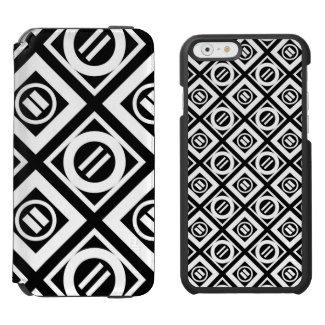 White Equal Sign Geometric Pattern on Black Incipio Watson™ iPhone 6 Wallet Case