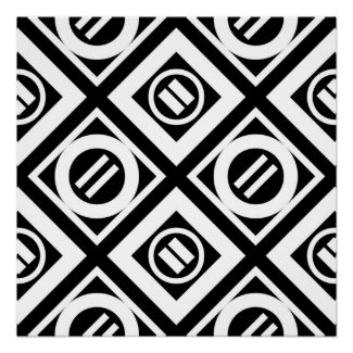 White Equal Sign Geometric Pattern on Black Perfect Poster