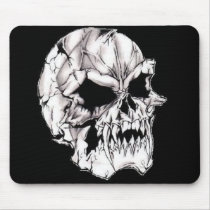 White Evil Scary Deadly Skull Mousepad