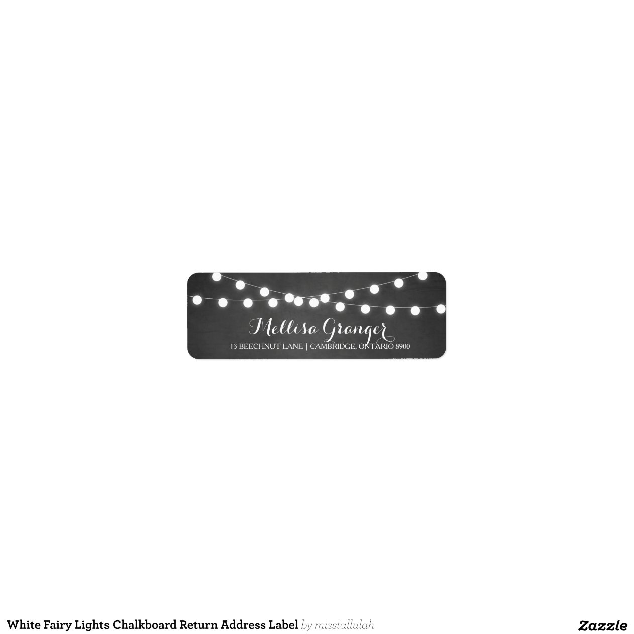 White Fairy Lights Chalkboard Return Address Label Return Address