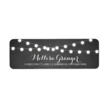 White Fairy Lights Chalkboard Return Address Label