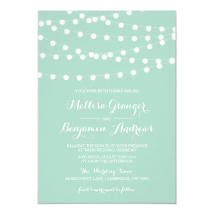 White Fairy Lights | Mint Wedding Invitation