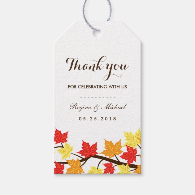 White Fall Maple Leaf Autumn Wedding Gift Tag Pack Of Gift Tags
