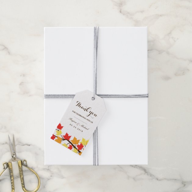 White Fall Maple Leaf Autumn Wedding Gift Tag Pack Of Gift Tags-2