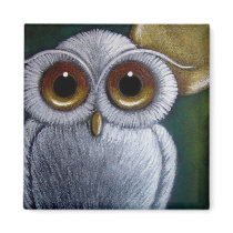 WHITE FANTASY BABY OWL Magnet