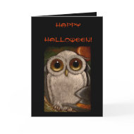 WHITE FANTASY SNOWY BABY OWL - HALLOWEEN Card card