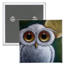 WHITE FANTASY SNOWY OWL Button