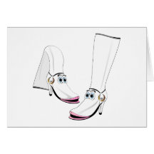 White fashion Boots Cartoon Card