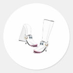 White fashion Boots Cartoon Round Stickers