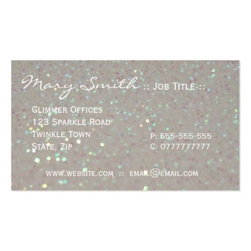 White faux Sparkles & Glitter business cards (front side)
