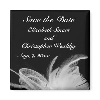 White Feather Save The Date Magnet zazzle_magnet