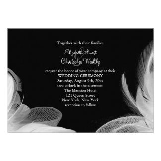 White Feathers 5 x 7 Wedding Invitation
