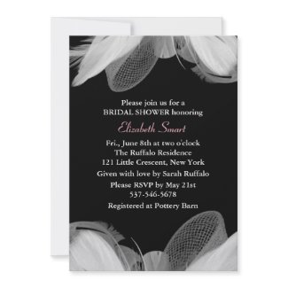 White Feathers Bridal Shower Invitation zazzle_invitation