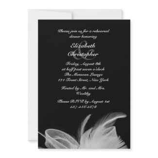 White Feathers Rehearsal Dinner Invitation zazzle_invitation