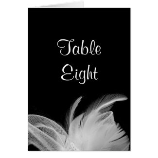 White Feathers Table Number Card (black) zazzle_card