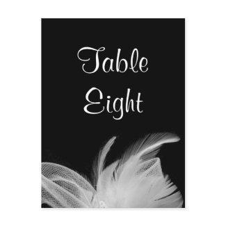 White Feathers Table Number Postcard zazzle_postcard