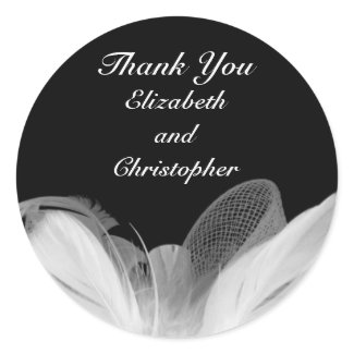 White Feathers Thank You Sticker zazzle_sticker