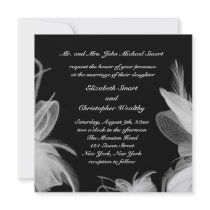 White Feathers Wedding Invitation