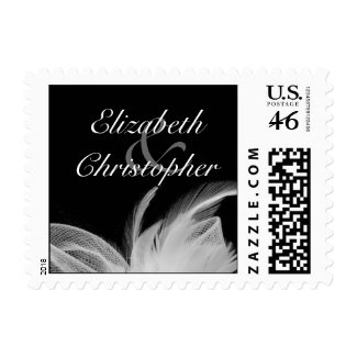 White feathers Wedding Invitation Stamp zazzle_stamp