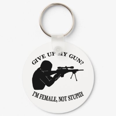 White Female Gun Not Stupid Keychain by WhiteTiger_LLC