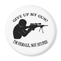 White Female Gun Not Stupid magnets