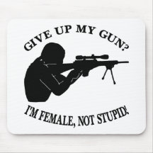 White Female Gun Not Stupid Mouse Pads