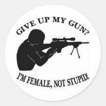 White Female Gun Not Stupid Round Stickers