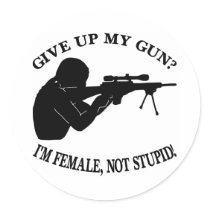White Female Gun Not Stupid stickers