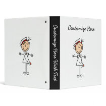 White Female Stick Figure Nurse 2 Binder