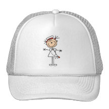 White Female Stick Figure Nurse 2 Gifts Hats