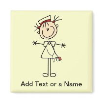 White Female Stick Figure Nurse 2 Gifts Refrigerator Magnet