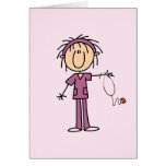 White Female  Stick Figure Nurse T-shirts and Gift Greeting Cards