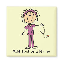 White Female  Stick Figure Nurse T-shirts and Gift Fridge Magnets
